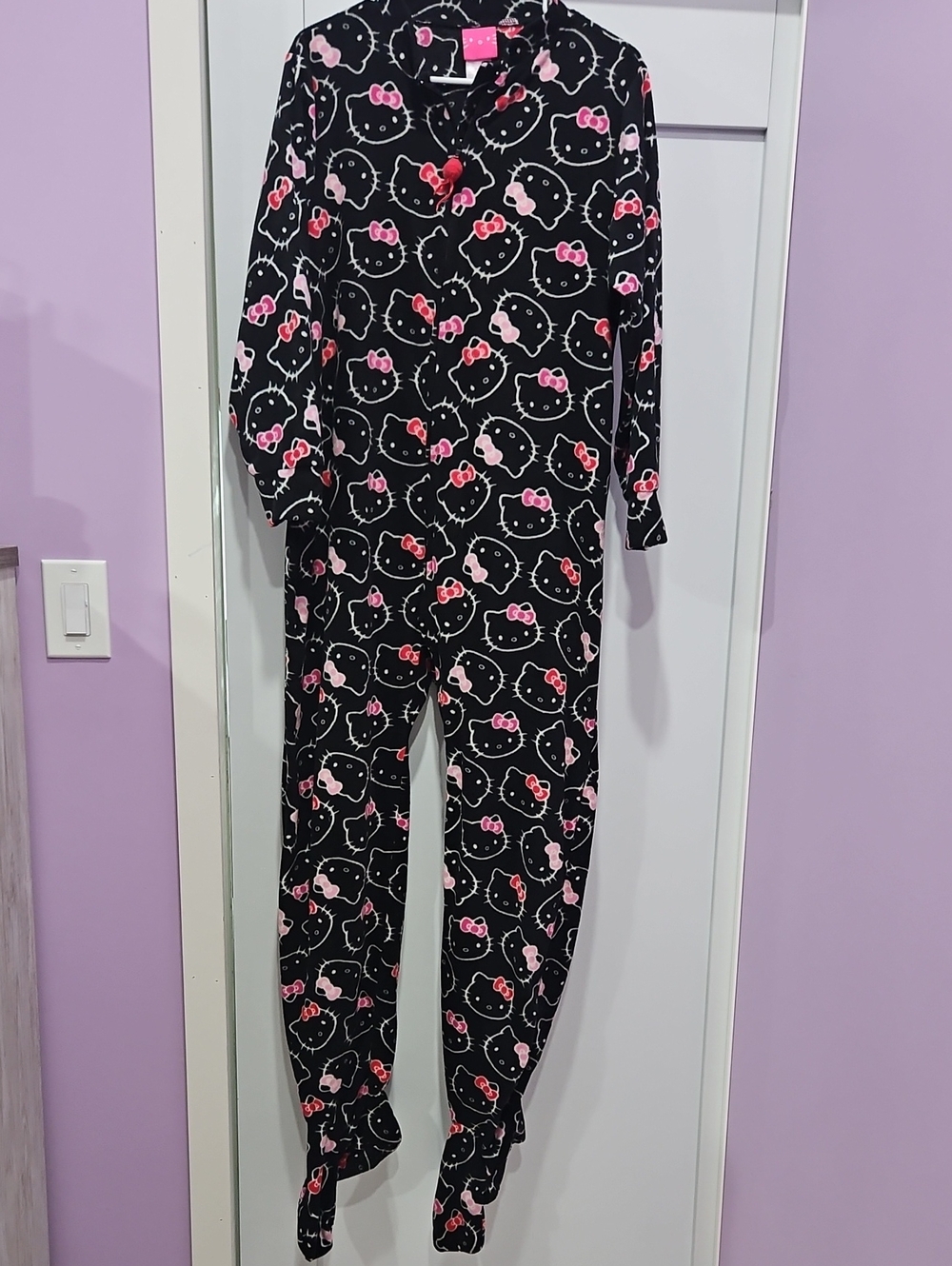 Hello Kitty Black and Pink Footed Onesie Pajama